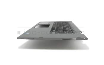 00HTJC teclado incl. topcase original Dell DE (alemán) negro/canaso con retroiluminacion para el sensor de huellas dactilares