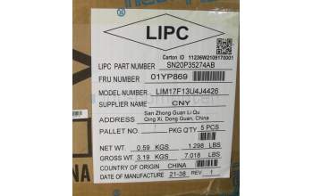 Lenovo 01YP869 NB_KYB FRU COMO SK,CHY,KB-BL,SV,USE