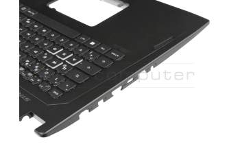 0KN1-3D2GE teclado incl. topcase original Pegatron DE (alemán) negro/negro con retroiluminacion