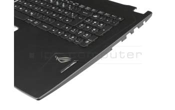 0KN1-3D2GE teclado incl. topcase original Pegatron DE (alemán) negro/negro con retroiluminacion