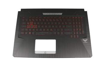 0KN1-5J1GE21 teclado incl. topcase original Pega DE (alemán) negro/rojo/negro con retroiluminacion