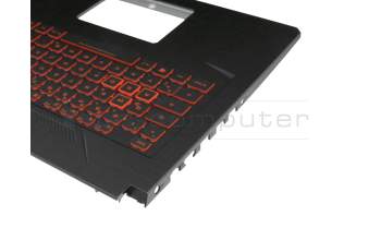 0KN1-5J1GE21 teclado incl. topcase original Pega DE (alemán) negro/rojo/negro con retroiluminacion