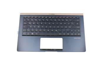 0KN1-6A1GE13 teclado incl. topcase original Pegatron DE (alemán) negro/azul con retroiluminacion