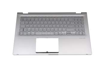 0KN1-752GE16 teclado incl. topcase original Pegatron DE (alemán) plateado/plateado con retroiluminacion