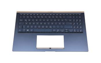 0KN1-9D2GE16 teclado incl. topcase original Pegatron DE (alemán) azul/azul con retroiluminacion