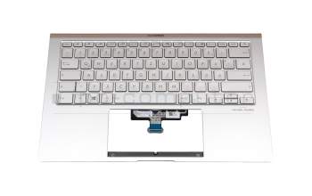 0KN1-A61GE13 teclado incl. topcase original Asus DE (alemán) blanco/plateado con retroiluminacion