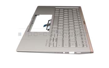 0KN1-A61GE13 teclado incl. topcase original Asus DE (alemán) plateado/plateado con retroiluminacion