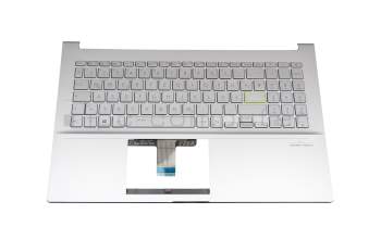 0KNB0-560HGE00 teclado incl. topcase original Pega DE (alemán) plateado/plateado con retroiluminacion