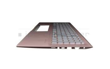 0KNB0-563KGE00 teclado incl. topcase original Asus DE (alemán) plateado/rosa con retroiluminacion