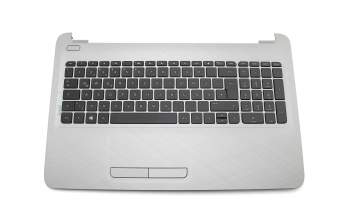Teclado incl. topcase DE (alemán) negro/plateado con inscripción blanca en el teclado, estructura de líneas en la superficie de la carcasa original para HP 15-ay500