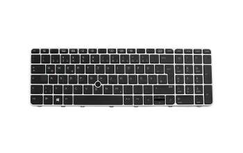 836623-041 teclado original HP DE (alemán) negro/plateado mate con retroiluminacion y mouse-stick