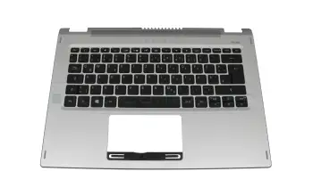 6B.HQ7N1.020 teclado incl. topcase original Acer DE (alemán) negro/plateado con retroiluminacion