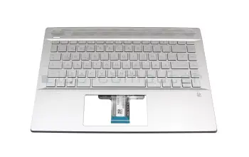 L19191-041 teclado incl. topcase original HP DE (alemán) plateado/plateado con retroiluminacion