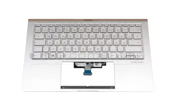90NB0PD6-R31GE0 teclado incl. topcase original Asus DE (alemán) blanco/plateado con retroiluminacion