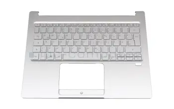6B.HR0N8.020 teclado incl. topcase original Acer DE (alemán) plateado/plateado con retroiluminacion