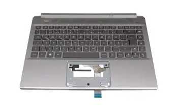 6B.QBJN2.014 teclado incl. topcase original Acer DE (alemán) gris/canaso con retroiluminacion