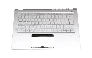 6B.ABLN2.014 teclado incl. topcase original Acer DE (alemán) plateado/plateado con retroiluminacion