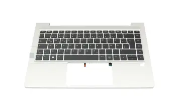 N01287-041 teclado incl. topcase original HP DE (alemán) negro/plateado con retroiluminacion