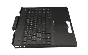 180508-01 teclado incl. topcase original HP DE (alemán) negro/negro con retroiluminacion