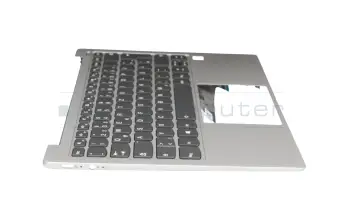 460.0FD04.0003 teclado incl. topcase original Lenovo DE (alemán) gris/plateado con retroiluminacion