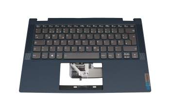 460.0MD06.0001 teclado incl. topcase original Lenovo DE (alemán) gris oscuro/azul con retroiluminacion azul