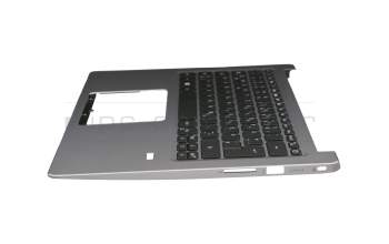 46M0E7CS004 teclado incl. topcase original Acer DE (alemán) negro/plateado con retroiluminacion