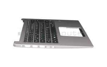46M0E7CSC07393 teclado incl. topcase original Acer DE (alemán) negro/plateado con retroiluminacion