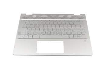 46M0E8CS0185 teclado incl. topcase original HP DE (alemán) plateado/plateado con retroiluminacion