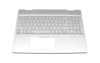 46M0GBCS0025 teclado incl. topcase original HP DE (alemán) plateado/plateado con retroiluminacion (DIS)