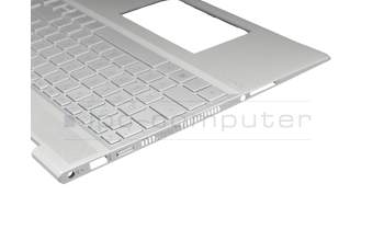 46M0GBCS0025 teclado incl. topcase original HP DE (alemán) plateado/plateado con retroiluminacion (DIS)