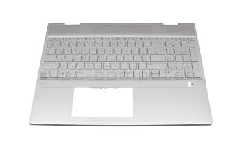 46M0GBCS0065 teclado incl. topcase original HP DE (alemán) plateado/plateado con retroiluminacion (UMA)