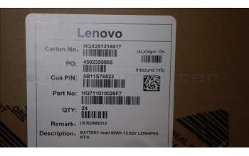 Lenovo 5B11S76523 Lenovo BATTERY, 12.92V, 60Wh, 4cell