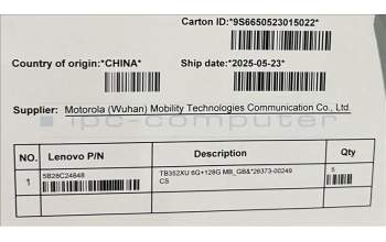 Lenovo 5B28C24848 TB352XU 6G+128G MB_GB&*26373-00249 CS