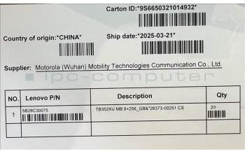 Lenovo 5B28C30075 TB352XU MB 8+256_GB&*26373-00251 CS
