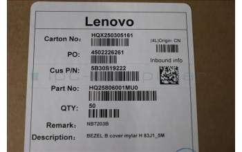 Lenovo 5B30S19222 BEZEL B cover mylar H 83J1_5M