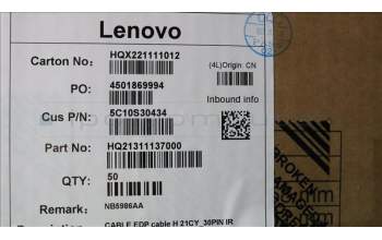 Lenovo 5C10S30434 CABLE EDP cable H 21CY_30PIN IR