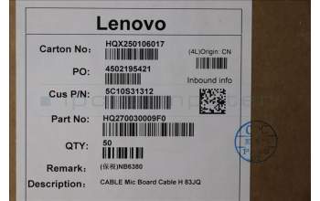 Lenovo 5C10S31312 CABLE Mic Board Cable H 83JQ