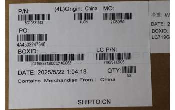 Lenovo 5C10S31513 CABLE Cable L 83KY IR CAM LUXSH
