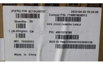 Lenovo 5C10U58757 CABLE Fru,H-CONN SET 7HQ C/B-CAMERA