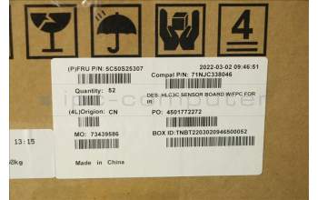 Lenovo 5C50S25307 CARDPOP Sensor_Board C 82UD w/FPC for IR