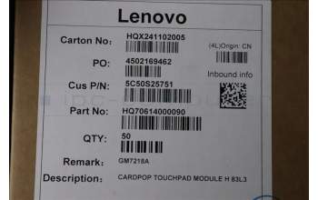 Lenovo 5C50S25751 CARDPOP TOUCHPAD MODULE H 83L3