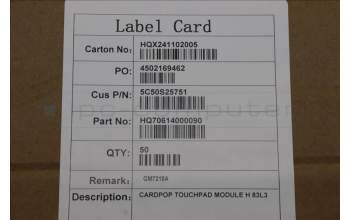 Lenovo 5C50S25751 CARDPOP TOUCHPAD MODULE H 83L3