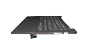 5CB0R11734 teclado incl. topcase original Lenovo DE (alemán) gris/canaso con retroiluminacion (fingerprint)