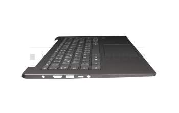 5CB0R11734 teclado incl. topcase original Lenovo DE (alemán) gris/canaso con retroiluminacion (fingerprint)