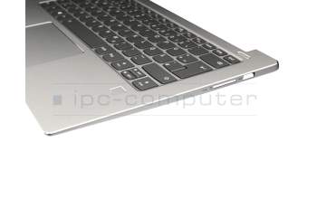 5CB0R12055 teclado incl. topcase original Lenovo DE (alemán) gris/plateado con retroiluminacion (fingerprint)