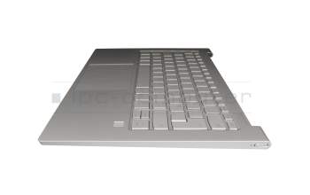 5CB0U44258 teclado incl. topcase original Lenovo DE (alemán) plateado/plateado con retroiluminacion