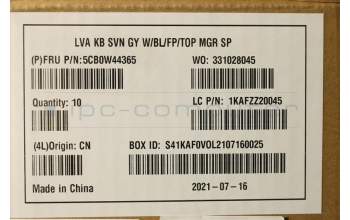 Lenovo 5CB0W44365 COVER Upper Case20RV FP_MGR_BL_ SLV