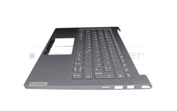 5CB0Z32107 teclado incl. topcase original Lenovo DE (alemán) gris/canaso con retroiluminacion