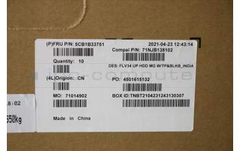 Lenovo 5CB1B33751 COVER Upper Case ASM_HIN C 20VD HDMGBL