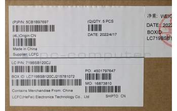 Lenovo 5CB1B97697 COVER Upper Case ASM_LA SPAL82H7ABNFPBLD